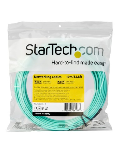 Cable de 10m de Fibra Óptica Multimodo LC/UPC a LC/UPC OM4 - 50/125µm - Fibra LOMMF/VCSEL - Redes de 100G - Cable LSZH - Baja P